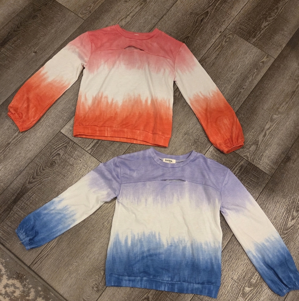 Speechless Kids girls shirts - tie dyed, Orange/pink & purple/blue Size Small